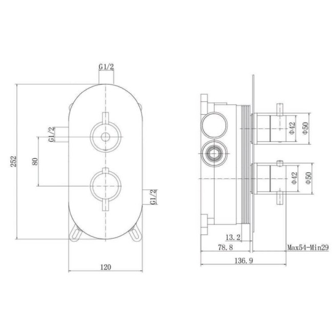 Brushed Brass  Single  Outlet Thermostatic Mixer Shower Set with Hand Shower - Arissa