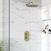 Brushed Brass Single Outlet Wall Mounted Thermostatic Mixer Shower - Arissa