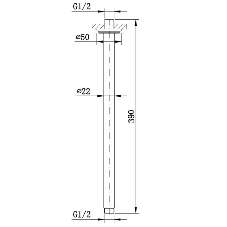 Brushed Brass 390mm Ceiling Arm - Camden