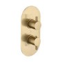 Brushed Brass Overflow Bath Filler Thermostatic Mixer Shower Set - Arissa