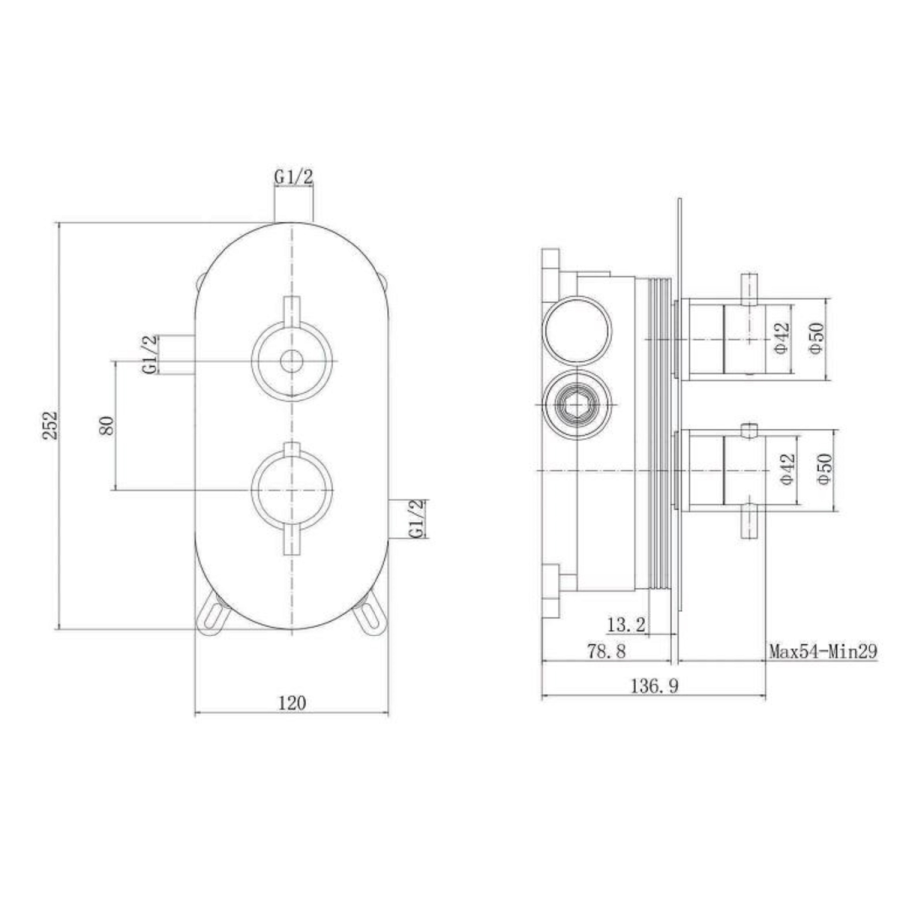 Brushed Brass Overflow Bath Filler Thermostatic Mixer Shower Set - Arissa