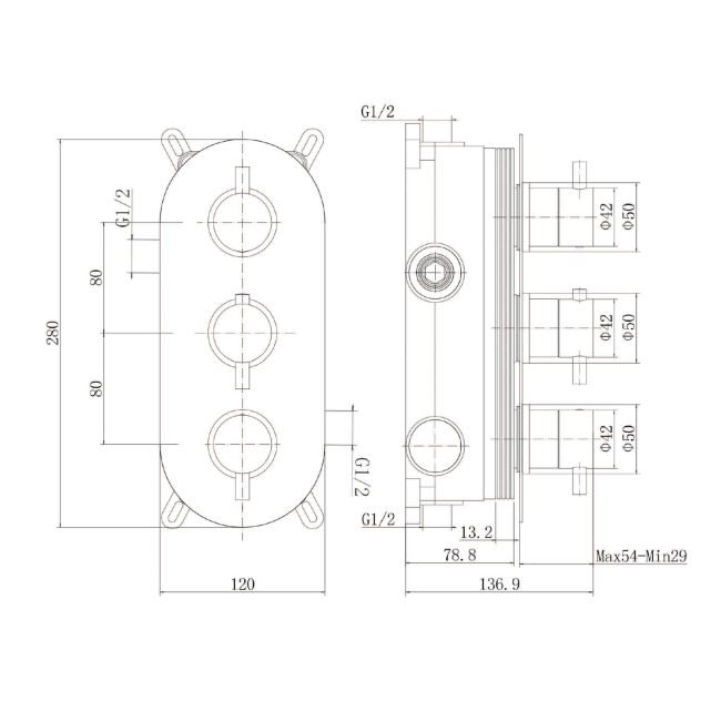 Grade A1 - Brushed Brass Dual Outlet Wall Mounted Thermostatic Mixer Shower with Hand Shower & Diverter - Arissa