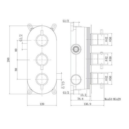 Grade A1 - Brushed Brass Dual Outlet Wall Mounted Thermostatic Mixer Shower with Hand Shower & Diverter - Arissa