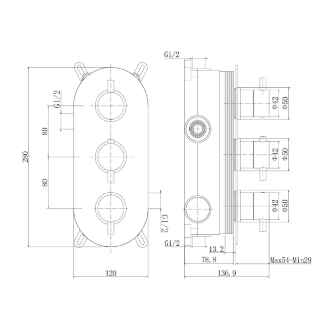 Grade A1 - Brushed Brass Dual Outlet Wall Mounted Thermostatic Mixer Shower with Hand Shower & Diverter - Arissa