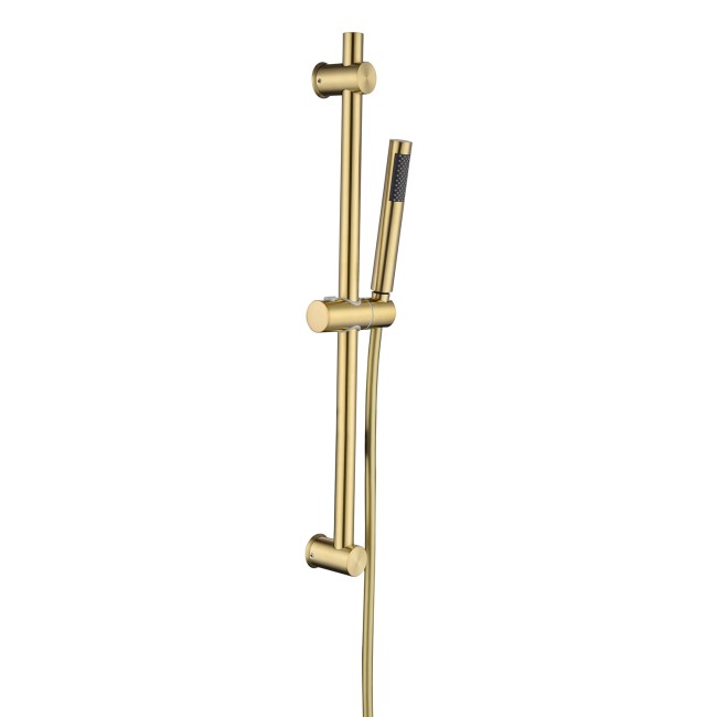 Grade A1 - Brushed Brass Dual Outlet Wall Mounted Thermostatic Mixer Shower with Hand Shower & Diverter - Arissa