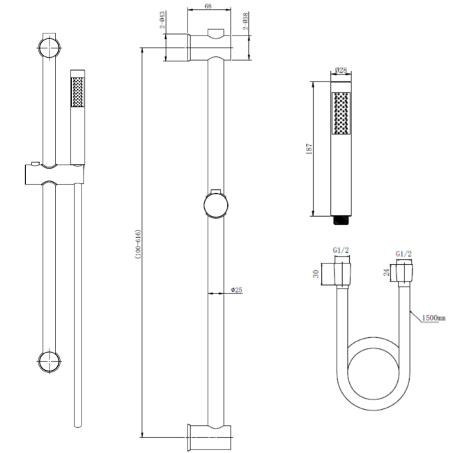 Grade A1 - Brushed Brass Dual Outlet Wall Mounted Thermostatic Mixer Shower with Hand Shower & Diverter - Arissa