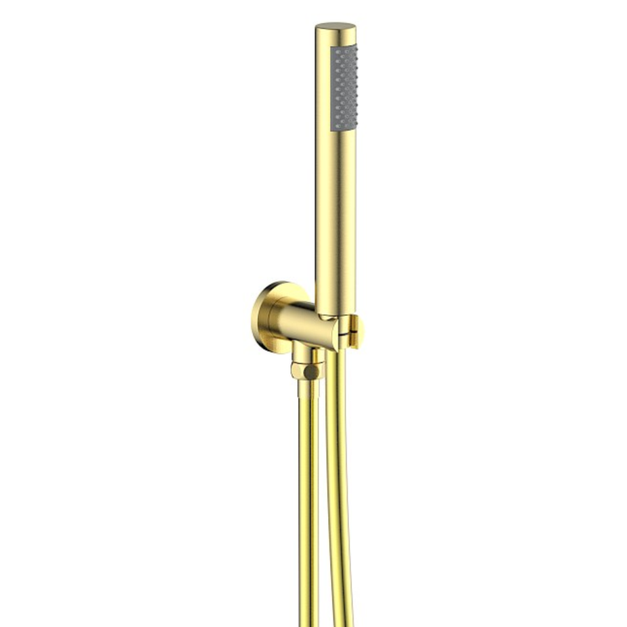 Brushed Brass 2 Outlet Wall Mounted Thermostatic Mixer Shower Set With Hose - Arissa	