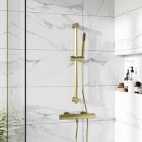 Brushed Brass Thermostatic Mixer Shower with Hand Shower  - Arissa