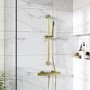 Grade A1 - Brushed Brass Thermostatic Mixer Shower  with Slider Riser Rail Kit  - Arissa