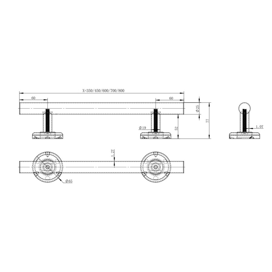 Brass Bathroom Grab Rails Set of 6 - Arissa