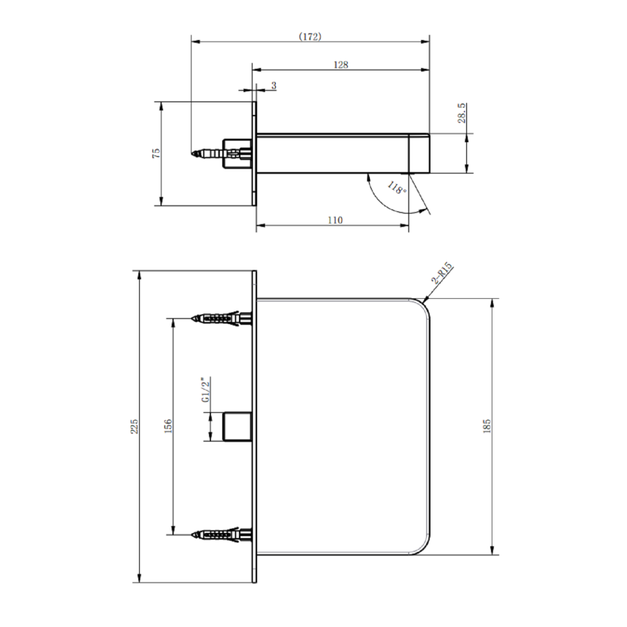 ONLY OPENED - Chrome 3 Outlet Wall Mounted Thermostatic Mixer Shower Set With Hand Shower and Bath Filler Spout - Arissa