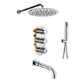 Chrome Dual Outlet Wall Mounted Mixer Shower Set With Hand Shower and Pencil Bath Filler Spout - Arissa