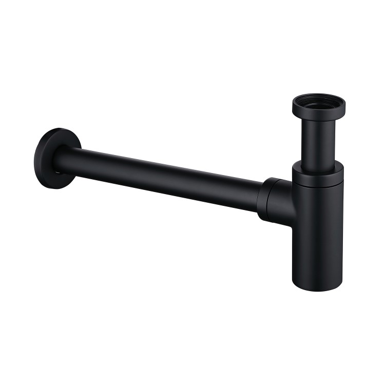 Black Round Bottle Trap and Cloakroom Basin Tap Set - Arissa