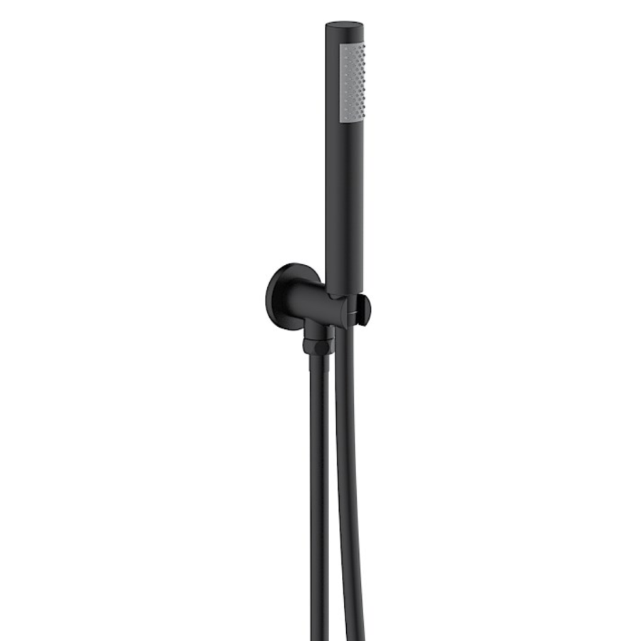 Black 2 Outlet Thermostatic Bath Mixer Shower Set With Hand Shower and Bath Filler Spout - Arissa