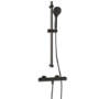 Black Thermostatic Round Bar Mixer Shower Set with Slide Rail Kit - Arissa