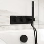 Black 2 Outlet Thermostatic Mixer Shower Set with Overflow Bath Filler and Integrated Hand Shower - Arissa