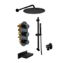 Black Triple Outlet Wall Mounted Mixer Shower Set With Hand Shower and Bath Filler Spout - Arissa