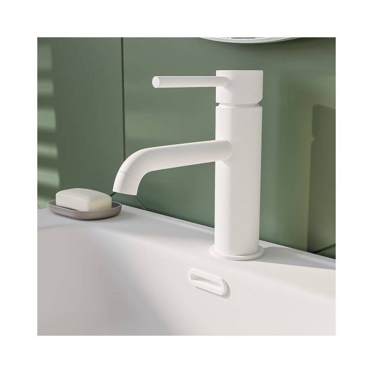 White Mono Basin Mixer Tap - Arissa