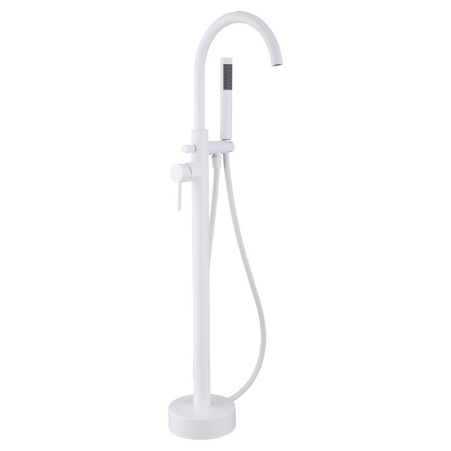 White Freestanding Bath Shower Mixer Tap - Arissa