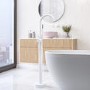 White Freestanding Bath Shower Mixer and Wall Mounted Basin Tap Set - Arissa