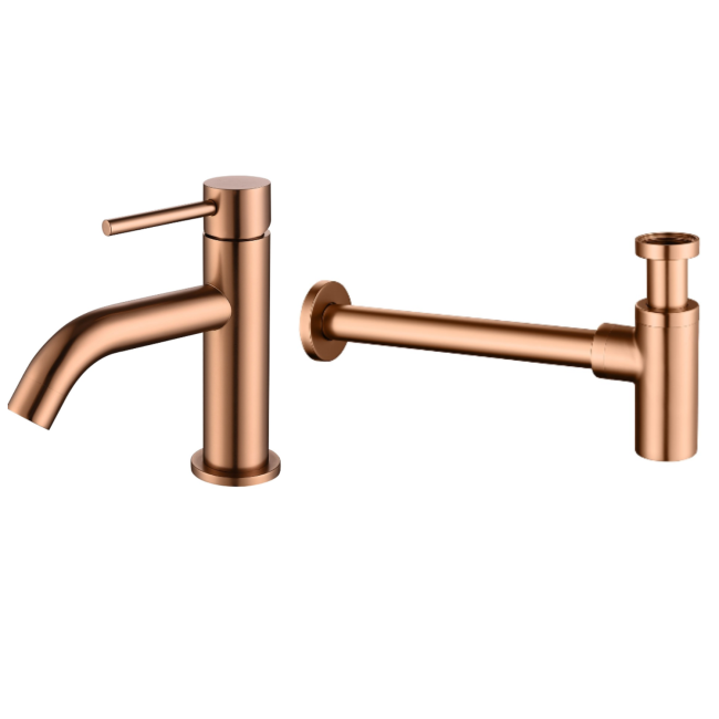 Bronze Round Bottle Trap and Cloakroom Basin Tap Set - Arissa