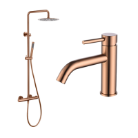 Brushed Bronze Shower & Basin Mixer Tap Set - Arissa