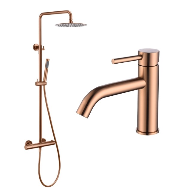 Brushed Bronze Shower & Basin Mixer Tap Set - Arissa