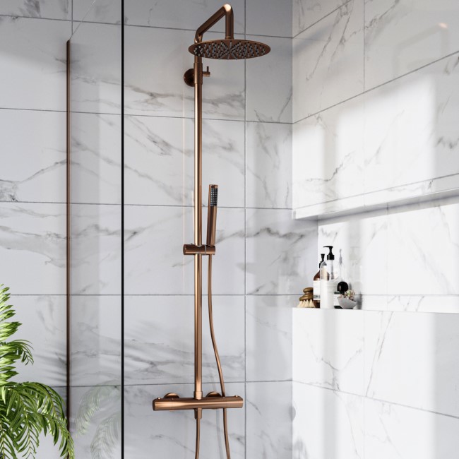 Brushed Bronze Shower & Basin Mixer Tap Set - Arissa