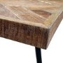 Herringbone Solid Wood Dining Table Set with 2 Dining Benches & 2 Tan Faux Leather Dining Chairs