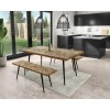 Herringbone Solid Wood Dining Table Set with Benches - Arno