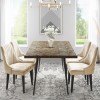 Arno Herringbone Dining Table with 4 Beige Velvet Dining Chairs