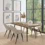 Herringbone Dining Table with 4 Beige Fabric Dining Chairs - Arno