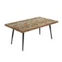 Herringbone Dining Table with 4 Beige Fabric Dining Chairs - Arno