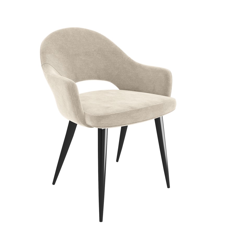 Herringbone Dining Table with 4 Beige Fabric Dining Chairs - Arno