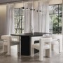 Black Wooden Rectangular Dining Table Set with 4 Cream Boucle Curved Chairs - Ari