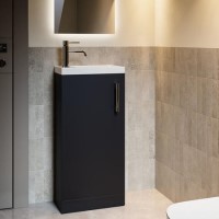 400mm Black Freestanding Cloakroom Vanity Unit with Basin and Chrome Handle - Ashford