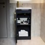 400mm Black Freestanding Cloakroom Vanity Unit with Basin and Brass Handle - Ashford