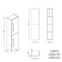 Double Door Black Wall Mounted Tall Bathroom Cabinet with Chrome Handles 350 x 1400mm - Ashford