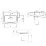 570mm Semi Pedestal Basin with 1 Tap Hole - Ashford