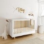 White and Wood Nursery Furniture 3-Piece Set including Cot Bed Changing Table and Wardrobe - Astelle