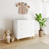 White and Wood Nursery Furniture 3-Piece Set including Cot Bed Changing Table and Wardrobe - Astelle