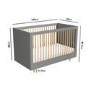 Grey Pine Wood Nursery Furniture 2-Piece Set including Convertible Cot Bed and Changing Table - Astelle