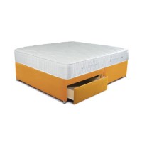 Sleepeezee Double 2 Drawer Divan Bed in Tweed Mustard with Cooler Pinnacle 1000 Mattress