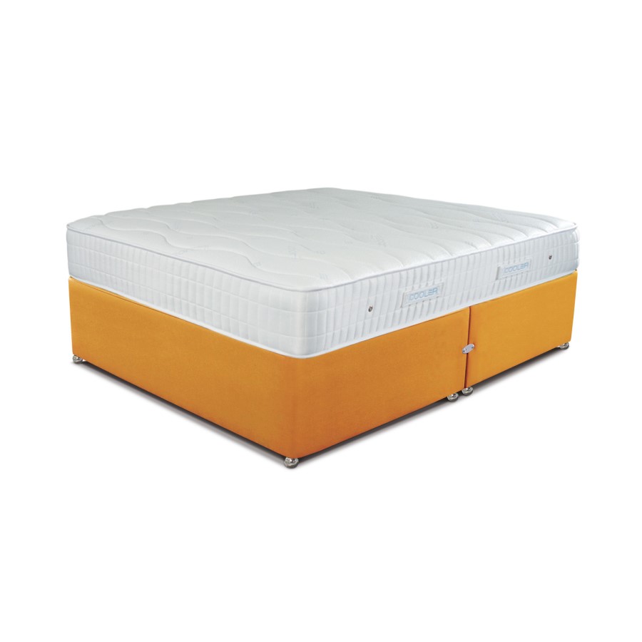 Sleepeezee Super King Divan Bed in Tweed Mustard with Cooler Pinnacle 1000 Mattress
