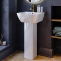 BUN/ATL450/97245 450mm Full Pedestal Cloakroom Basin with 1 Tap Hole - Atlanta