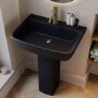 Matt Black Full Pedestal Basin with 1 Tap Hole 600mm - Atlanta
