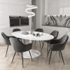 Aura Oval White Gloss Dining Table with 6 Grey Velvet Dining Chairs with Black Legs
