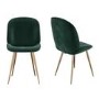 Set of 2 Dark Green Velvet Dining Chairs with Gold Legs - Jenna