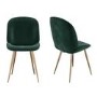 GRADE A1 - Set of 2 Dark Green Velvet Dining Chairs with Gold Legs - Jenna