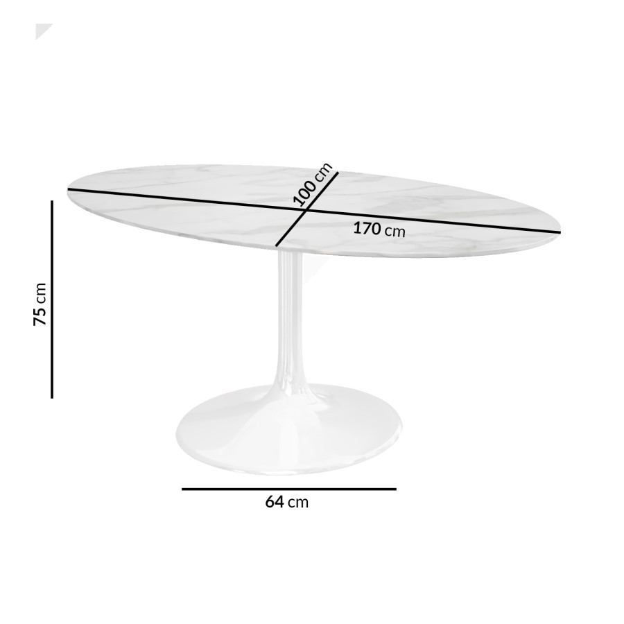 White Marble Oval Pedestal Dining Table with 6 Dining Chairs in Dark Green
